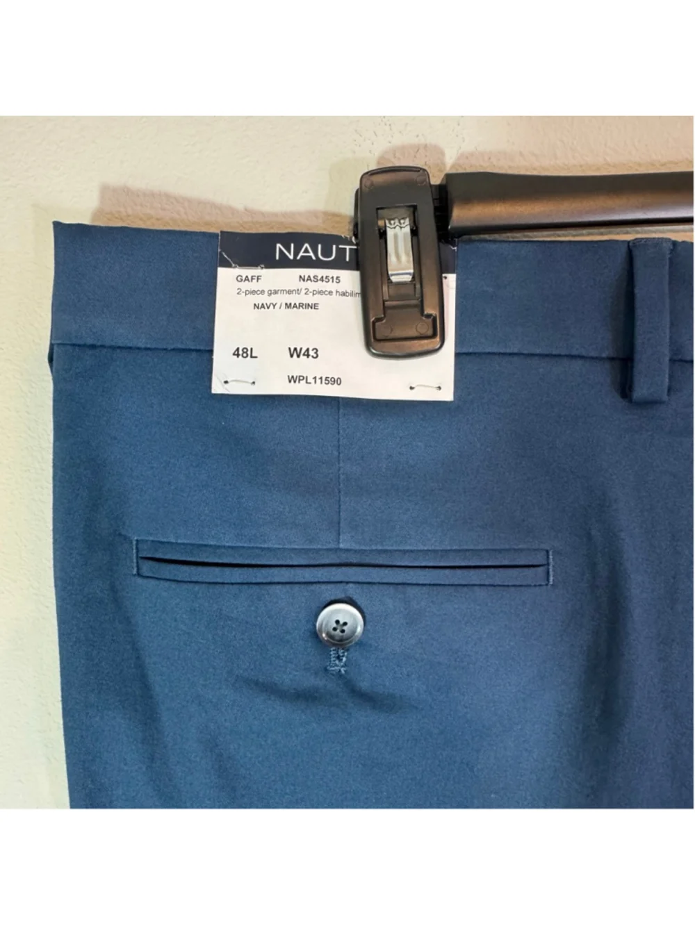 NAUTICA Modern-Fit Seasonal Cotton Stretch Suit Set Marine Blue 48L Blazer x 43W